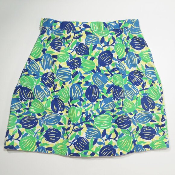 1990s Lilly Pulitzer Skirt Tulip Print Size 8 Blue Green Yellow Summer Wear - Picture 4 of 11